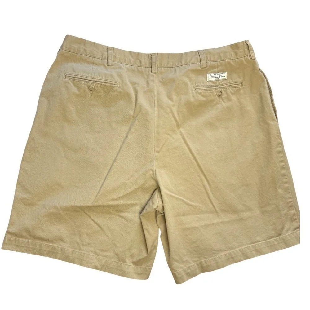 Vintage Y2K Polo Ralph Lauren Tyler Shorts 100% Cotton Chino Beige Khaki Mens 40